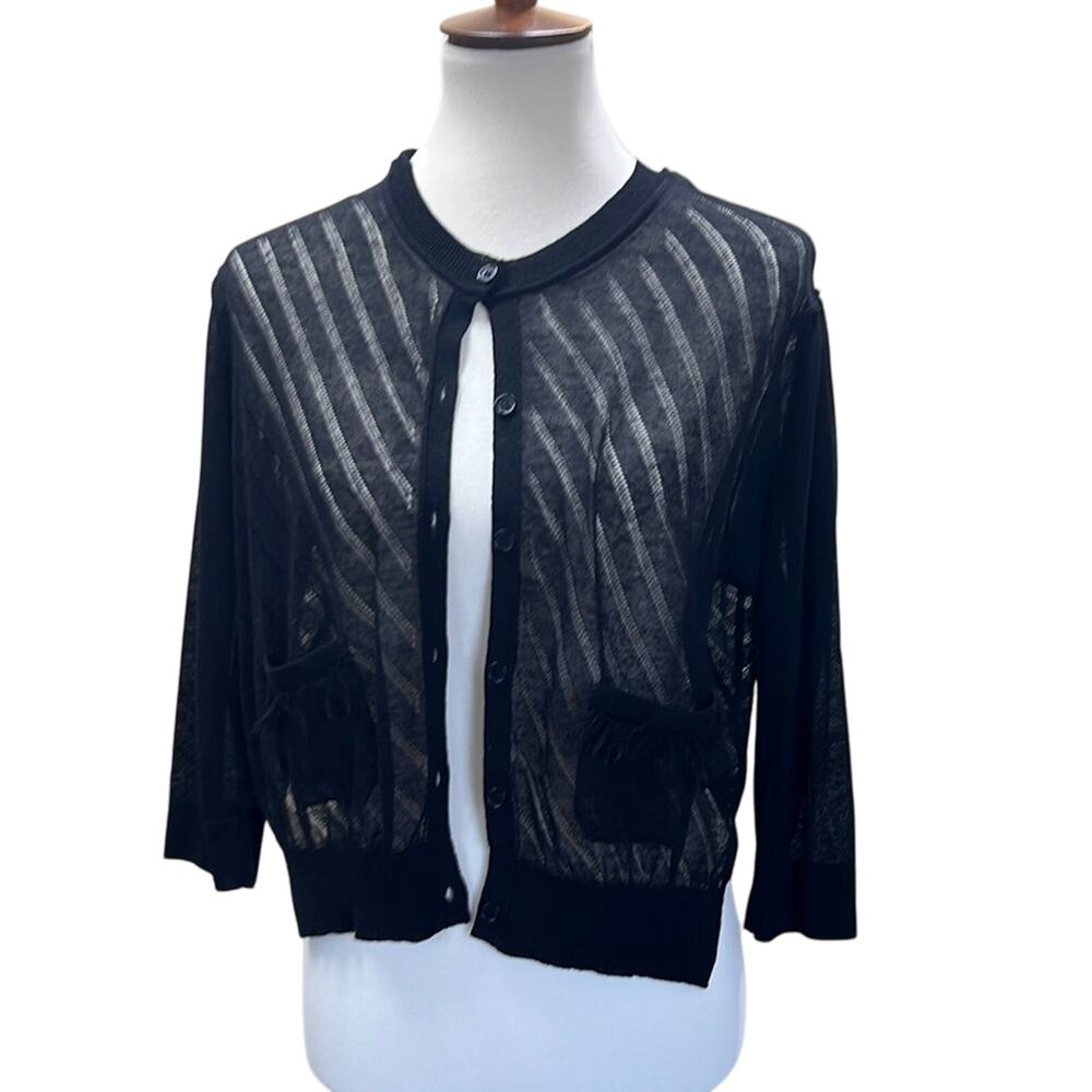 NWOT Elegant Black Sheer Women's Cardigan
